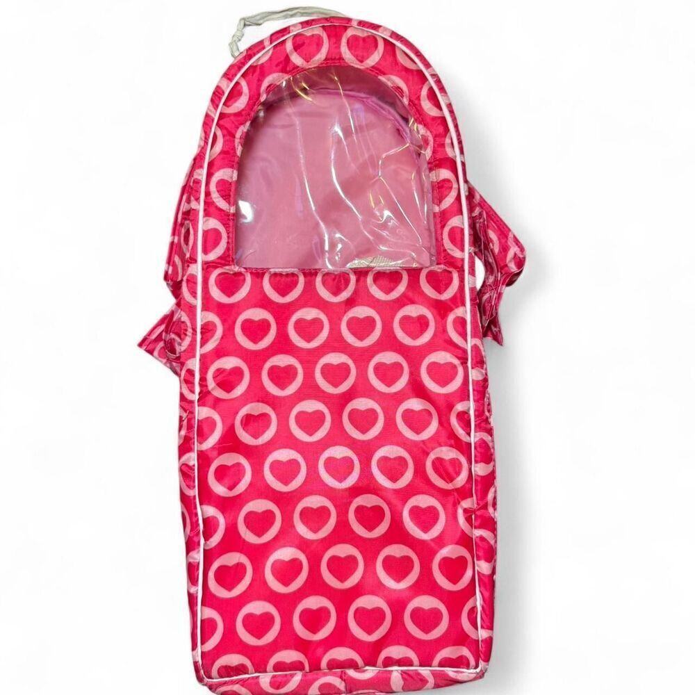 Our Generation 18” Doll Carrier Sleeping Bag Heart Print Pink Backpack